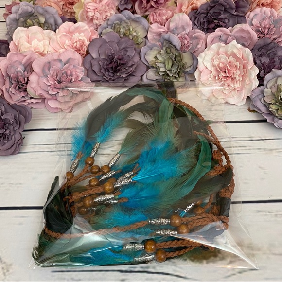 Bohemian Long Blue Feather Headdress Headband - Picture 14 of 14